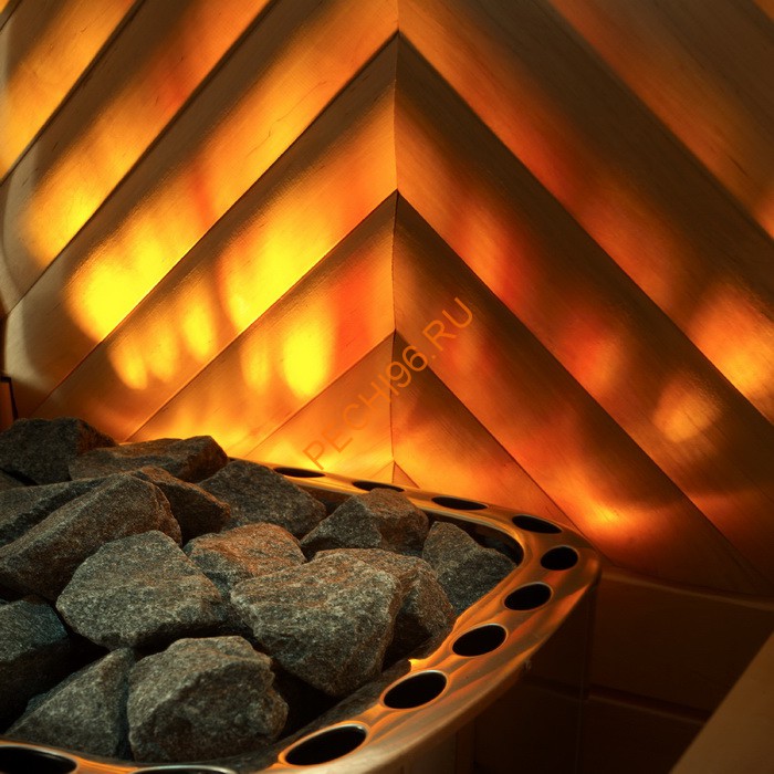 Печь банная ИзиСтим Анапа в трёхстороннем кожухе из талькохлорита с открытым верхом